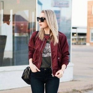 Lane Bryant Burgundy Bomber Jacket